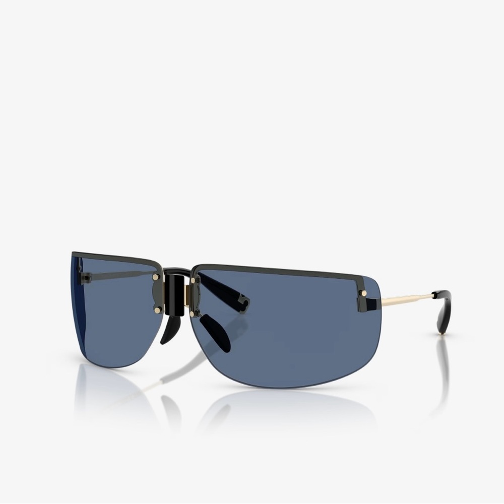 NIB Tory Burch Blue and Gold Shield Sunglasses
